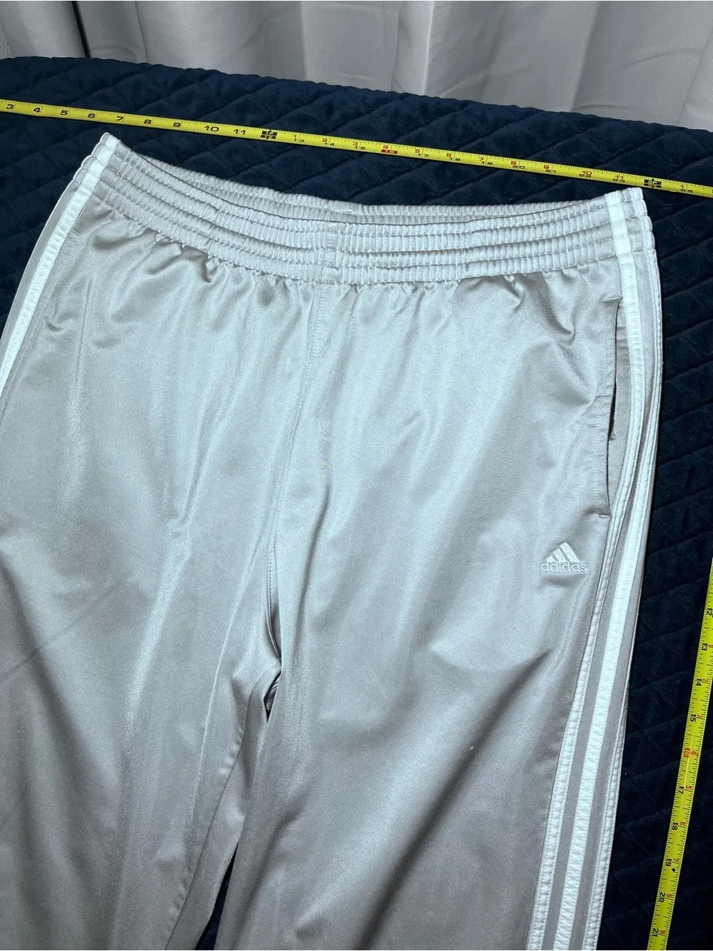 adidas Silver Track Pants - Loose Fitted Streetwear - 3-Stripe Design